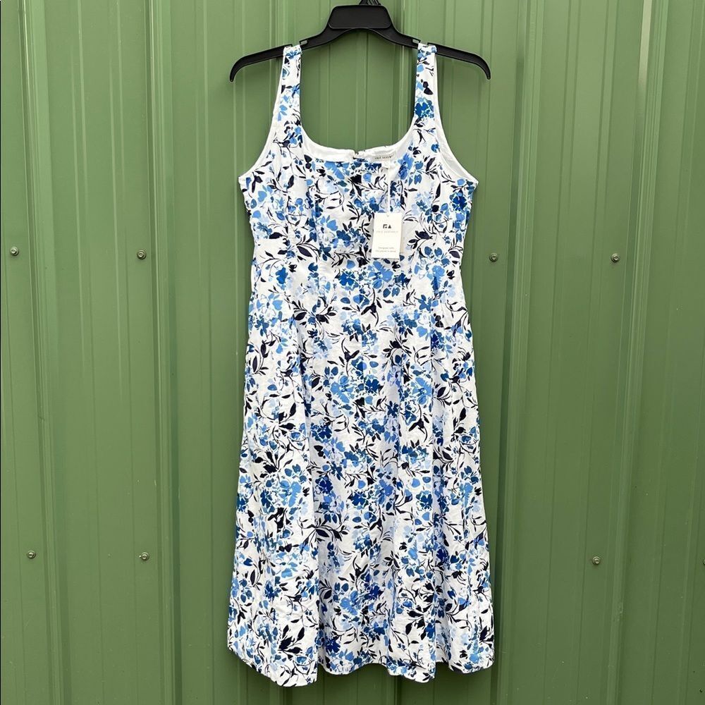 Women's Floral Sleeveless Square Neck Cotton Midi Dress Size M